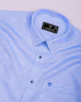 Stream Blue Jacquard Textured Cotton Shirt