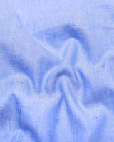 Stream Blue Jacquard Textured Cotton Shirt