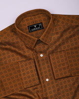 Riga Mustard Geometrical Printed Satin Cotton Shirt