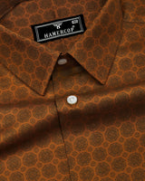 Riga Mustard Geometrical Printed Satin Cotton Shirt