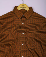 Riga Mustard Geometrical Printed Satin Cotton Shirt