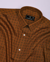 Riga Mustard Geometrical Printed Satin Cotton Shirt