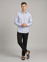 Harrow Gray With White Dobby Textured Cotton Shirt