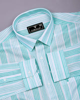 Florence Aqua Blue With White Stripe Cotton Shirt