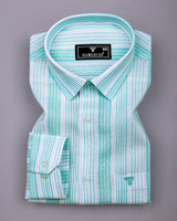 Florence Aqua Blue With White Stripe Cotton Shirt