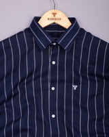 Temper Blue With White Dobby Stripe Cotton Shirt
