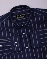 Temper Blue With White Dobby Stripe Cotton Shirt