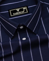 Temper Blue With White Dobby Stripe Cotton Shirt