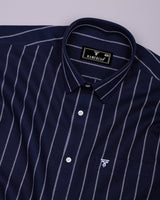 Temper Blue With White Dobby Stripe Cotton Shirt