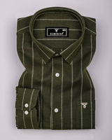 Temper Green With Cream Dobby Stripe Cotton Shirt