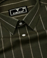 Temper Green With Cream Dobby Stripe Cotton Shirt