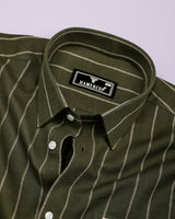 Temper Green With Cream Dobby Stripe Cotton Shirt