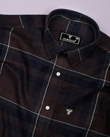 Prelog Brown With Cream Twill Check Dobby Cotton Shirt