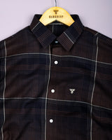 Prelog Brown With Cream Twill Check Dobby Cotton Shirt
