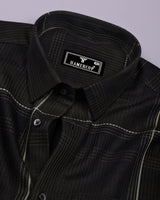 Prelog Green With Cream Twill Check Dobby Cotton Shirt