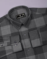 Crok Gray With Black Check Dobby Cotton Shirt