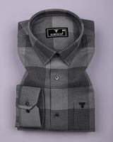 Crok Gray With Black Check Dobby Cotton Shirt