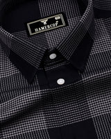 Crok Black With Gray Check Dobby Cotton Shirt
