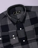 Crok Black With Gray Check Dobby Cotton Shirt