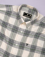 Tokyo Cream With Green Dobby Check Linen Shirt