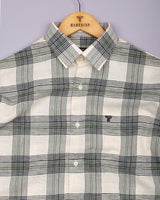 Tokyo Cream With Green Dobby Check Linen Shirt