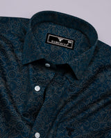 Veloria Blue Printed Cotton Shirt