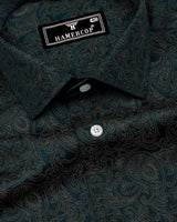 Olvane Green Printed Cotton Shirt