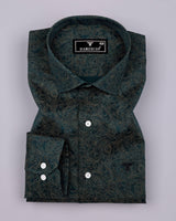 Olvane Green Printed Cotton Shirt