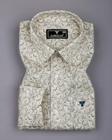Pluma Cream Paisley Printed Satin Cotton Shirt