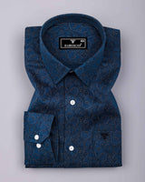 Pluma Morpichh Blue Paisley Printed Satin Cotton Shirt