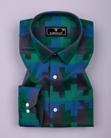 Mycron Green Multicolor Jacquard Check Premium Giza Shirt