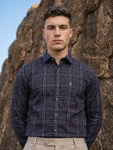Brixton Gray Multicolor Check Dobby Cotton Shirt