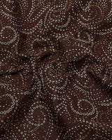 Zerik Brown With White Dot Printed Cotton Shirt
