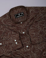 Zerik Brown With White Dot Printed Cotton Shirt