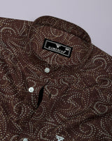 Zerik Brown With White Dot Printed Cotton Shirt