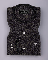 Zerik Black With White Dot Printed Cotton Shirt