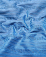 Zamora Blue Self Stripe Dobby Cotton Shirt Style Kurta