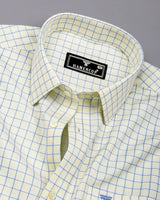 Liberia Light Yellow With Blue Dobby Check Giza Shirt