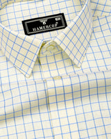 Liberia Light Yellow With Blue Dobby Check Giza Shirt
