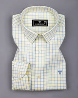 Liberia Light Yellow With Blue Dobby Check Giza Shirt