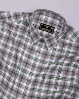 Rynox Green With Gray Twill Check Dobby Cotton Shirt