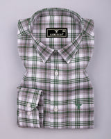 Rynox Green With Gray Twill Check Dobby Cotton Shirt