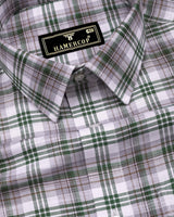 Rynox Green With Gray Twill Check Dobby Cotton Shirt
