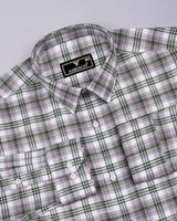 Rynox Green With Gray Twill Check Dobby Cotton Shirt