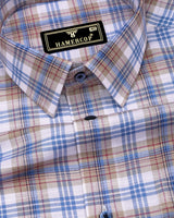 Rynox Blue With Cream Twill Check Dobby Cotton Shirt