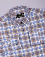 Rynox Blue With Cream Twill Check Dobby Cotton Shirt