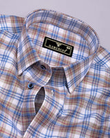 Rynox Blue With Cream Twill Check Dobby Cotton Shirt