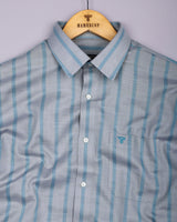 Bogota Green With Gray Stripe Linen Cotton Shirt