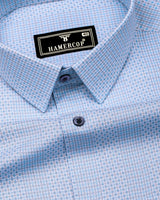 Verbal Blue With White Dobby Stripe Cotton Shirt