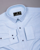 Verbal Blue With White Dobby Stripe Cotton Shirt
